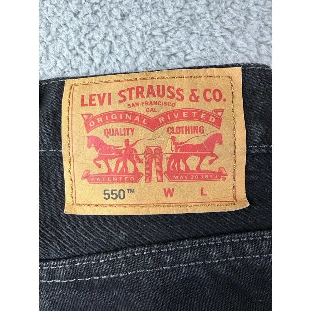 Levis 550 Jeans Mens 42x34 Black Straight Relaxed Tapered
